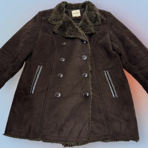 SONOMA Women’s Medium Brown Faux Suede and Fur Jacket - Picture 1 of 7